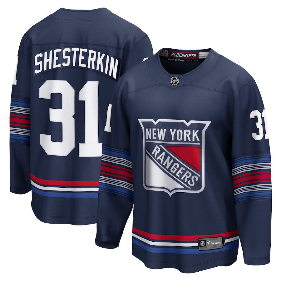 Men New York Rangers 31 Igor Shesterkin Fanatics Branded Navy Alternate Premier Breakaway Player NHL Jersey